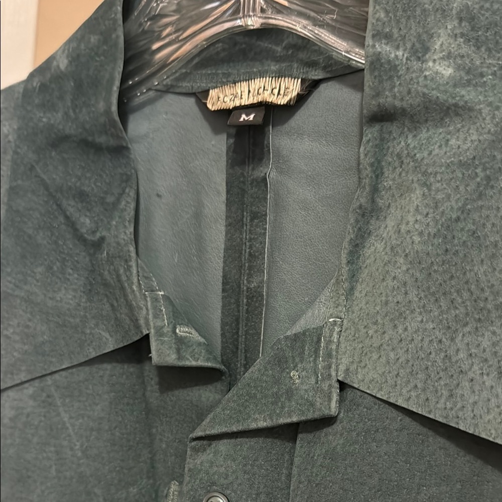 Rozae Nichols light blue leather jacket